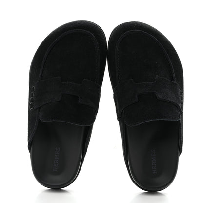 Hermes Suede Calfskin Go Mules 36 Black 2 of 10