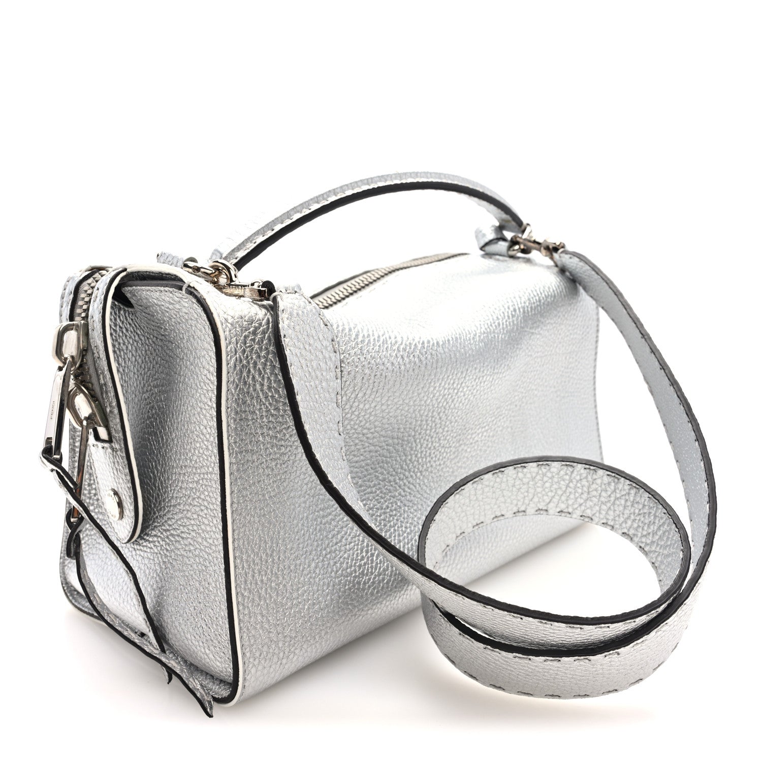 Fendi Cuoio Romano Lux Selleria Lei Boston Tote Argento 3 of 9