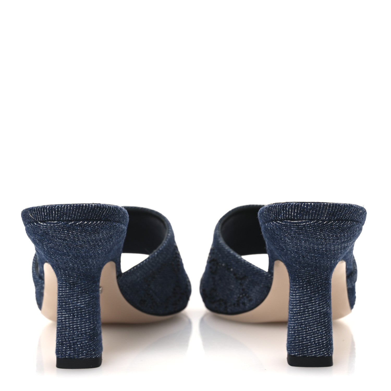 Gucci Denim Crystal GG Monogram Mules 36.5 Blue 6 of 11