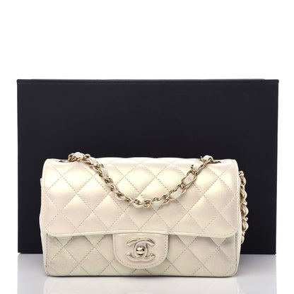 Chanel Iridescent Lambskin Quilted Mini Rectangular Flap Ivory 11 of 11