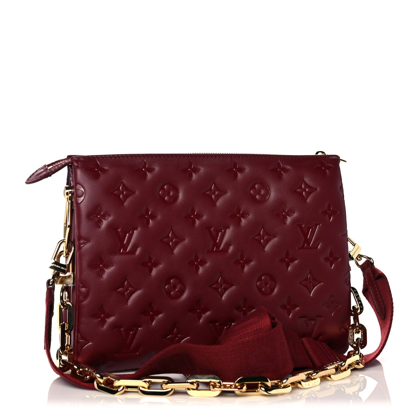 Lambskin Embossed Monogram Coussin PM Wine
