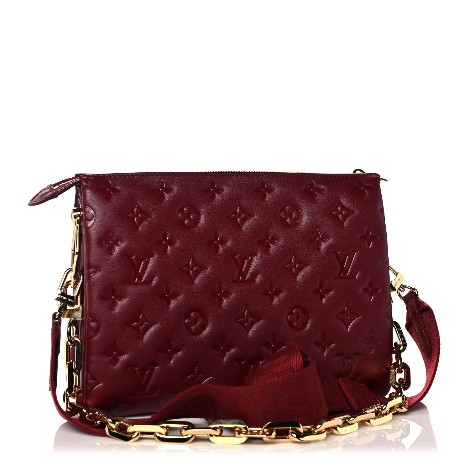 Louis Vuitton Lambskin Embossed Monogram Coussin PM Wine 3 of 9