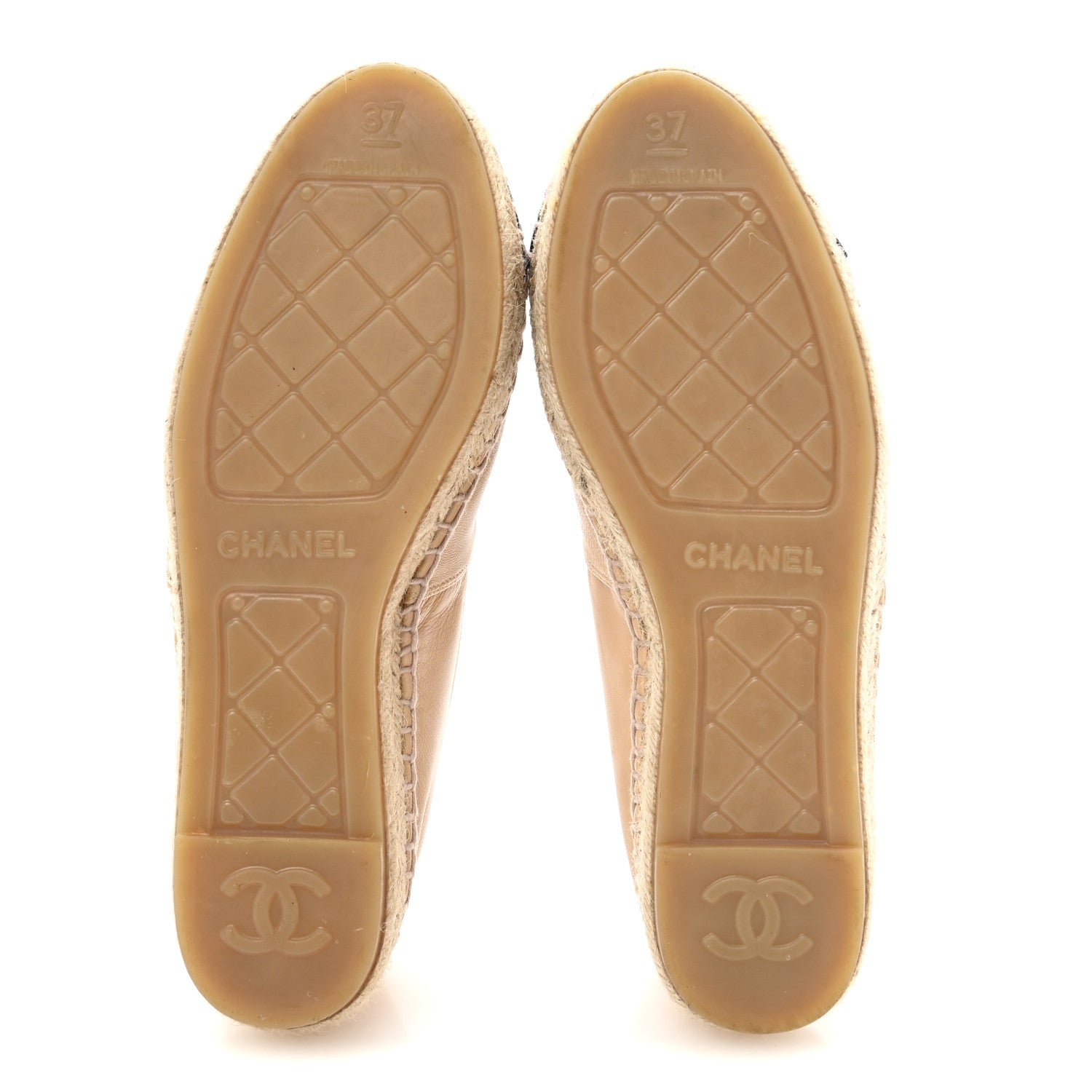 Chanel Lambskin CC Espadrilles 37 Beige Black 6 of 11