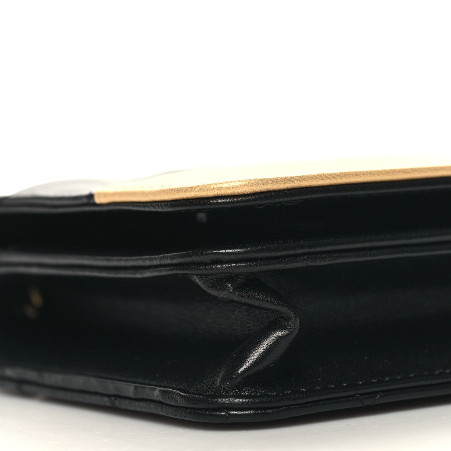 Chanel Lambskin Quilted Wallet On Chain WOC Black Beige 10 of 12
