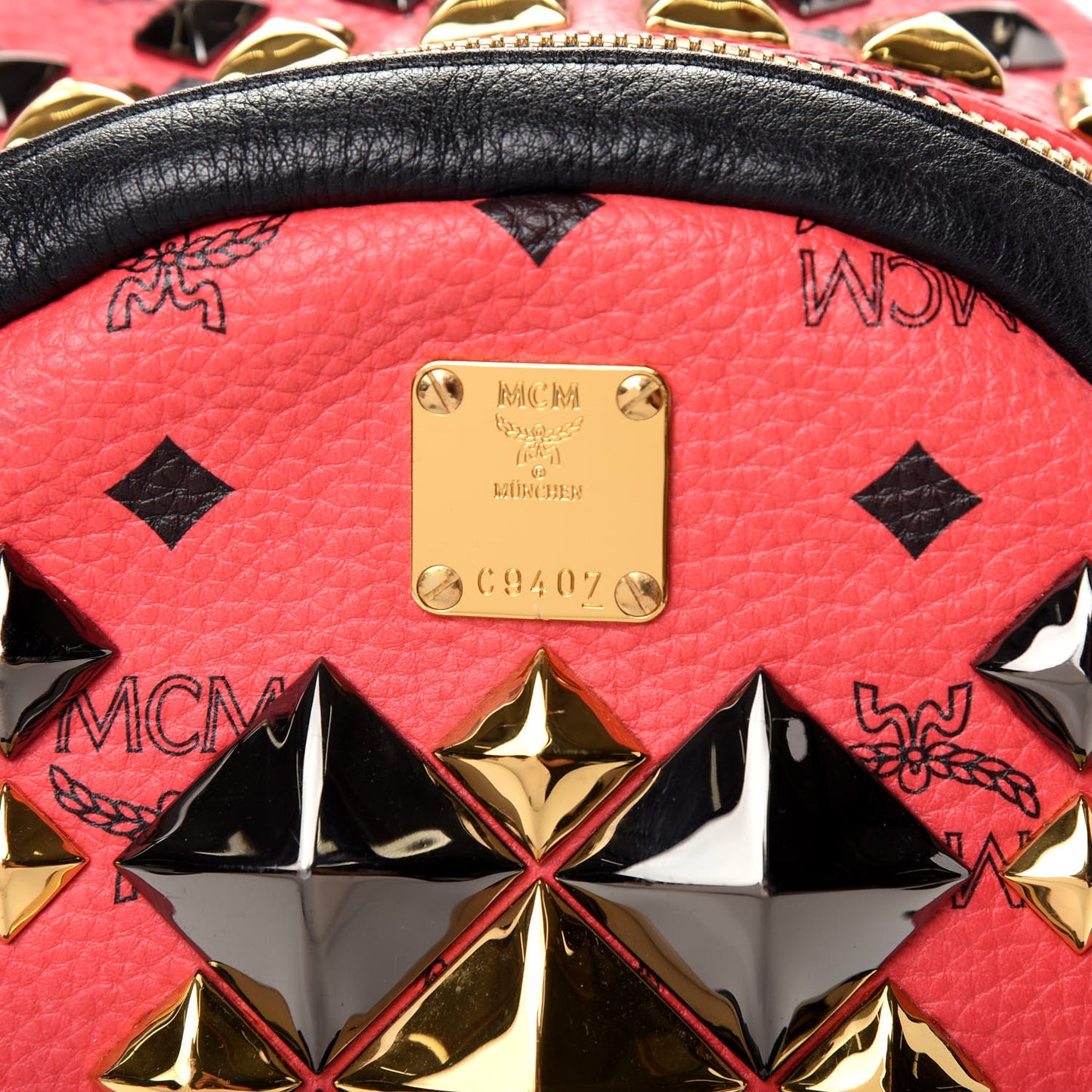 Visetos Studded Colorblock Small Stark Brock Backpack Coral Black