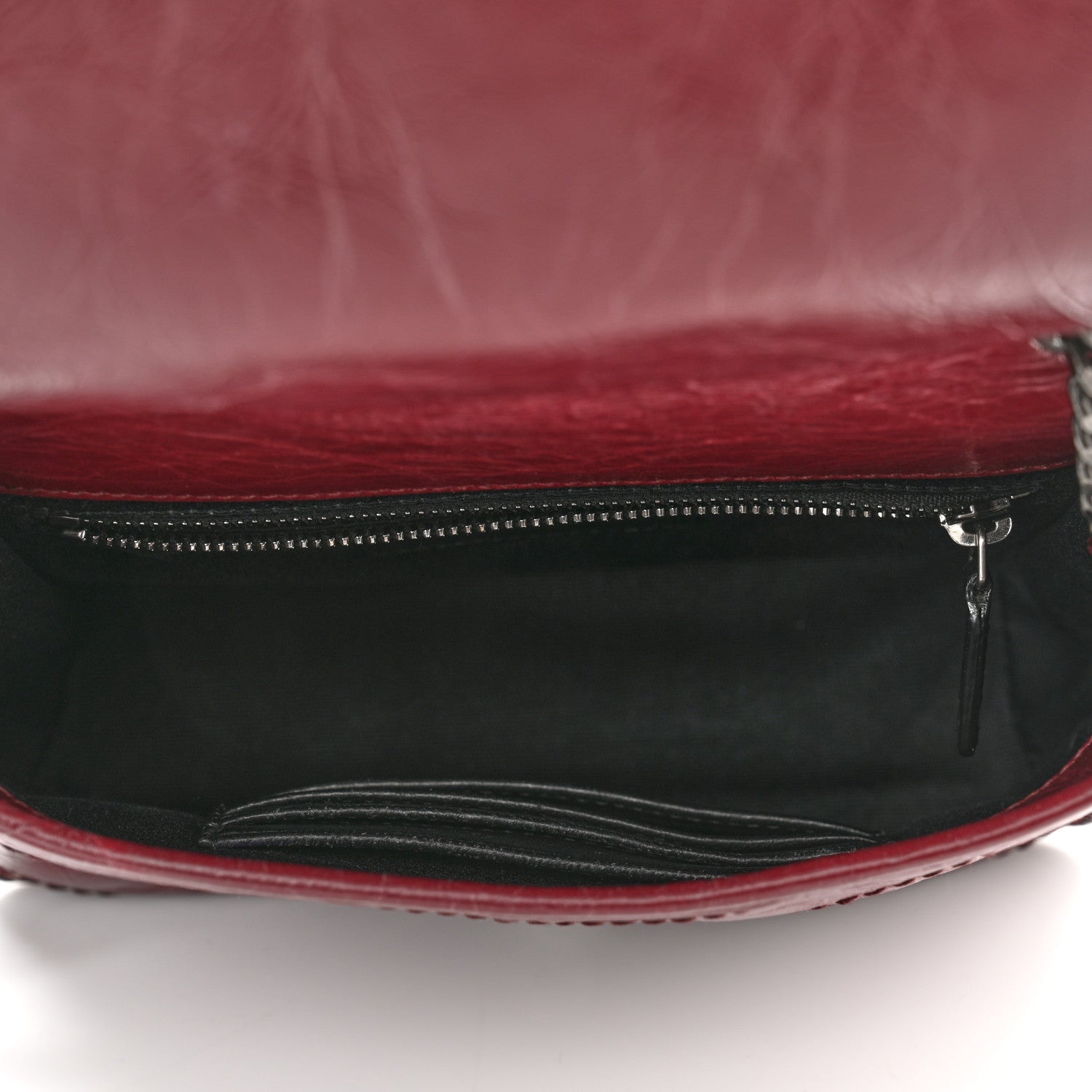 Saint Laurent Crinkled Calfskin Matelasse Monogram Niki Chain Wallet Dark Legion Red 5 of 10