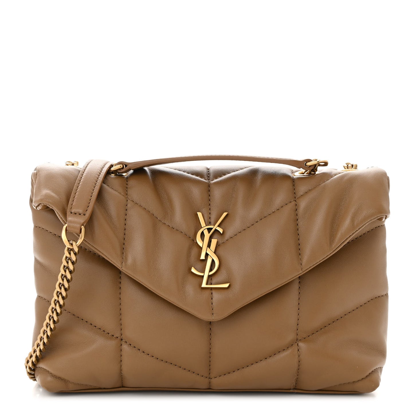 Lambskin Quilted Toy Loulou Puffer Monogram Chain Satchel Dark Cork