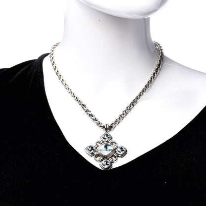 David Yurman Sterling Silver Blue Topaz Renaissance Cross Enhancer Pendant Necklace 2 of 6