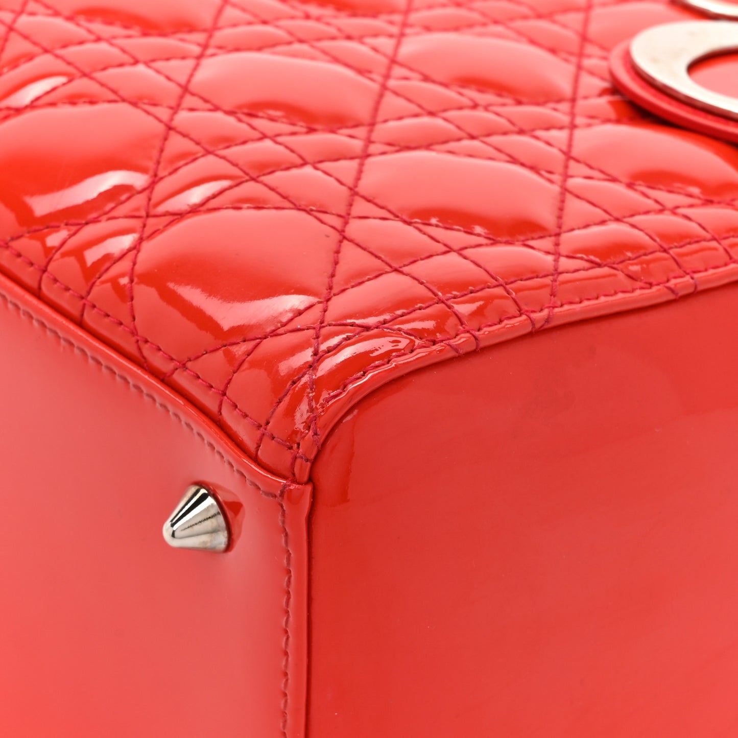 Patent Cannage Medium Lady Dior Red