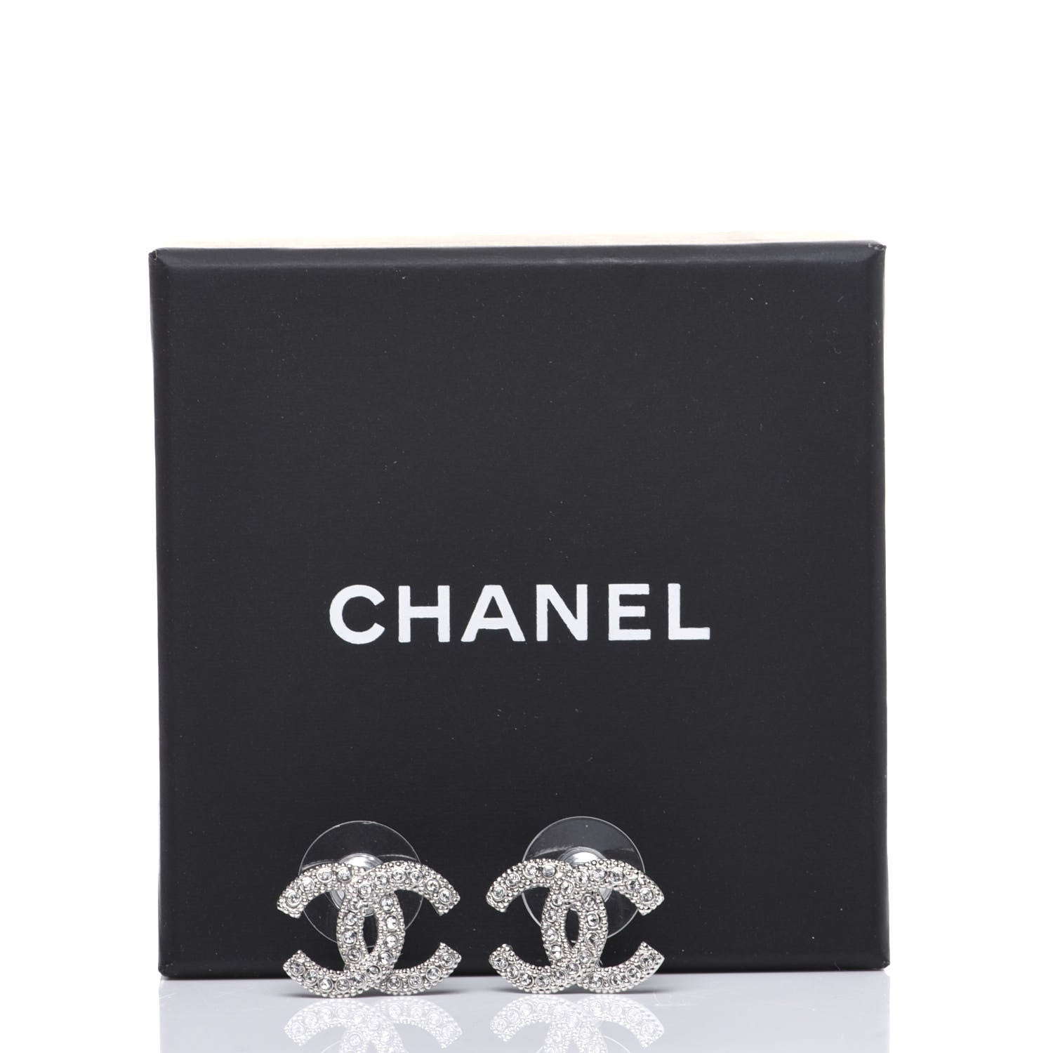 Chanel Crystal Mini Timeless CC Earrings Silver 6 of 6