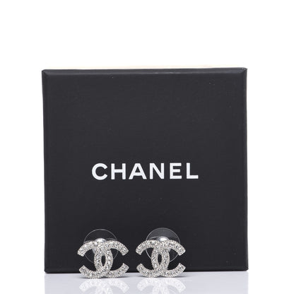 Chanel Crystal Mini Timeless CC Earrings Silver 6 of 6
