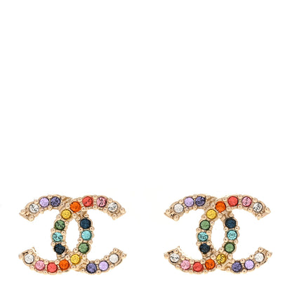 Chanel Crystal Over The Rainbow CC Earrings Gold Multicolor 1 of 4
