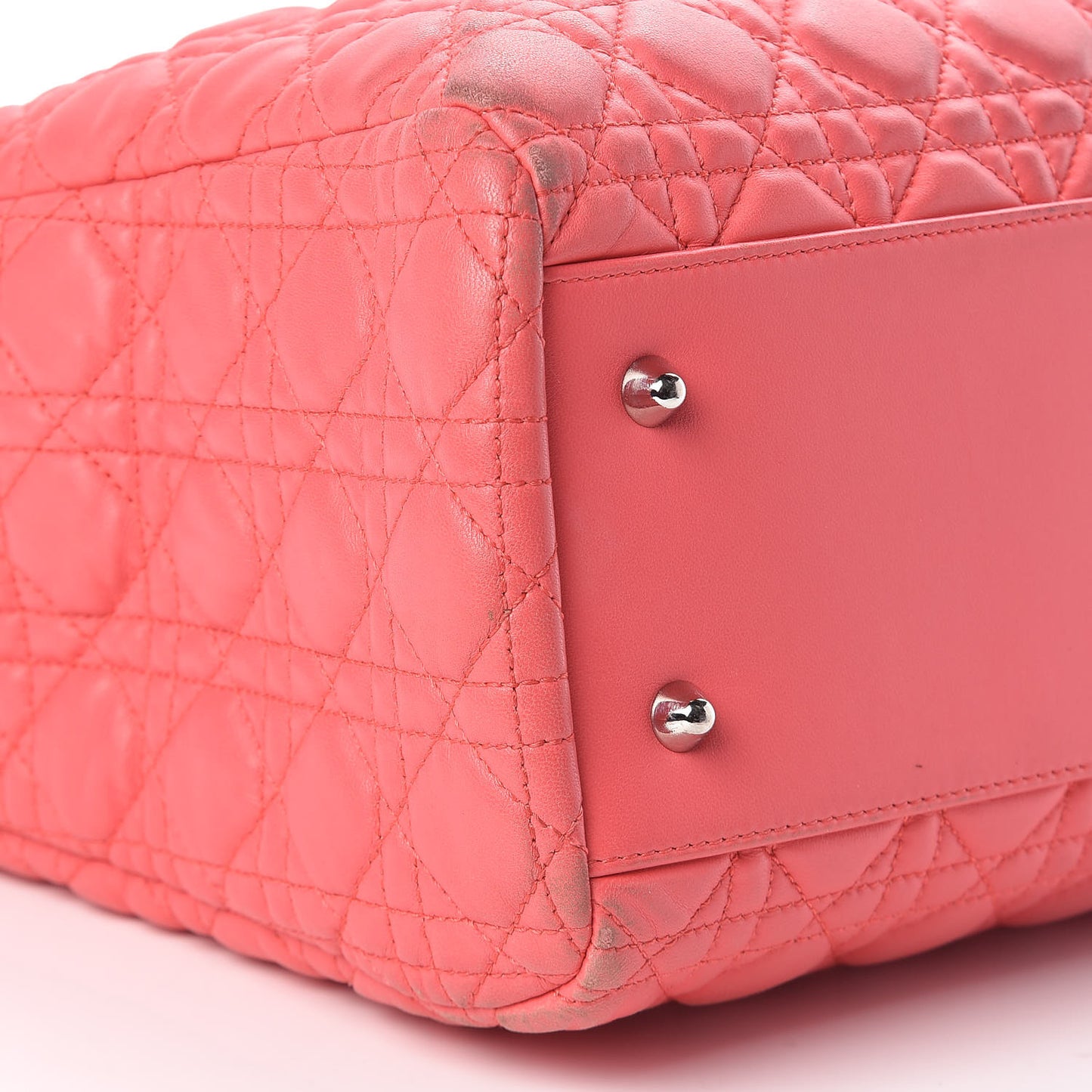 Lambskin Cannage Large Dior Soft Shopping Tote Coral