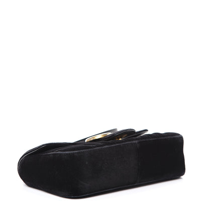 Gucci Velvet Matelasse Mini GG Marmont Shoulder Bag Black 3 of 22