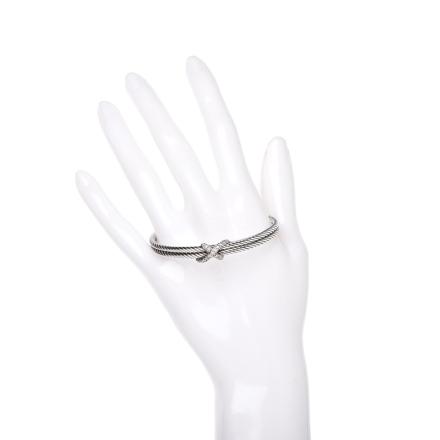 Sterling Silver Diamond 6mm X Double Cable Bracelet