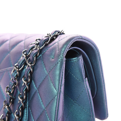 Chanel Metallic Lambskin Quilted Medium Double Flap Turquoise 13 of 14