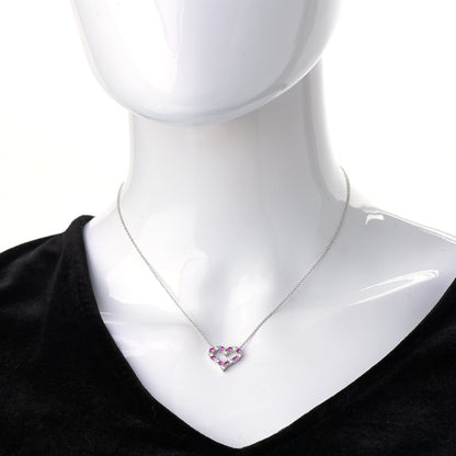 Tiffany Platinum Diamond Pink Sapphire Heart Pendant Necklace 2 of 7