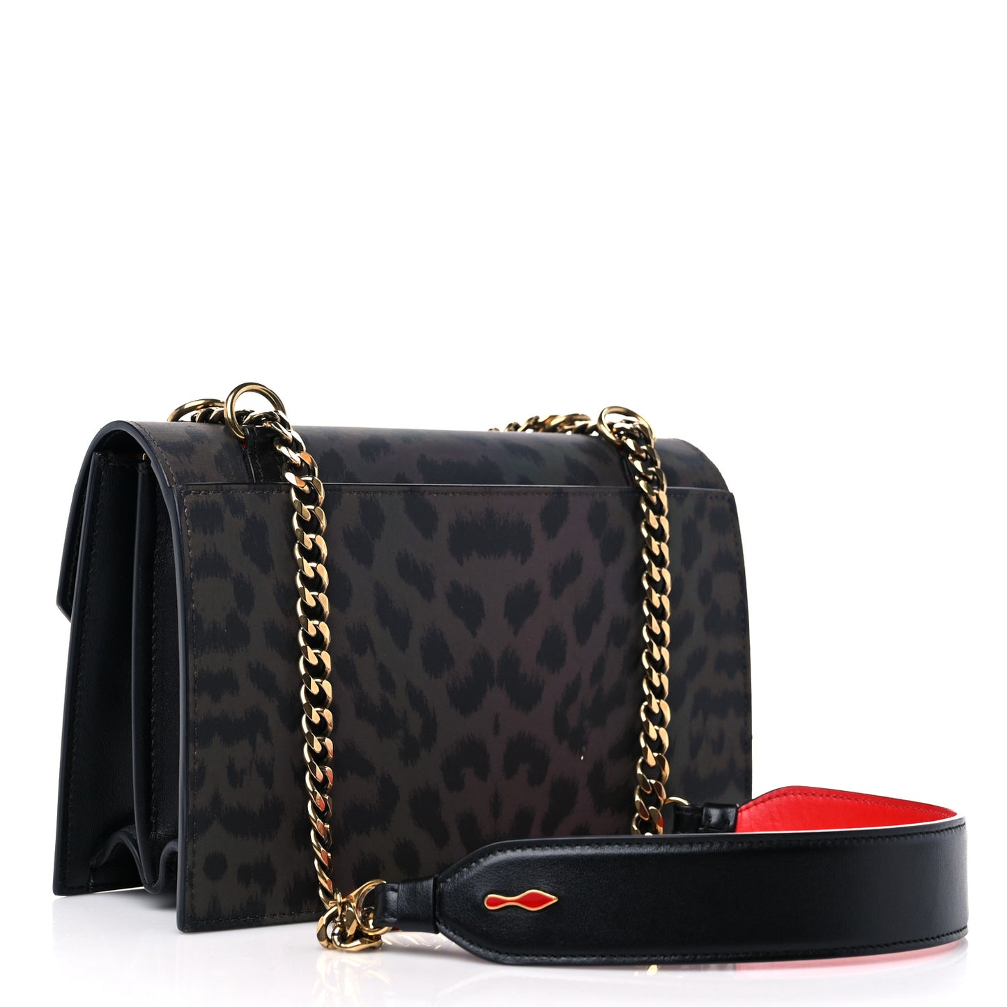 Nylon Reflex Calfskin Leopard Elisa Baguette Multicolor Black