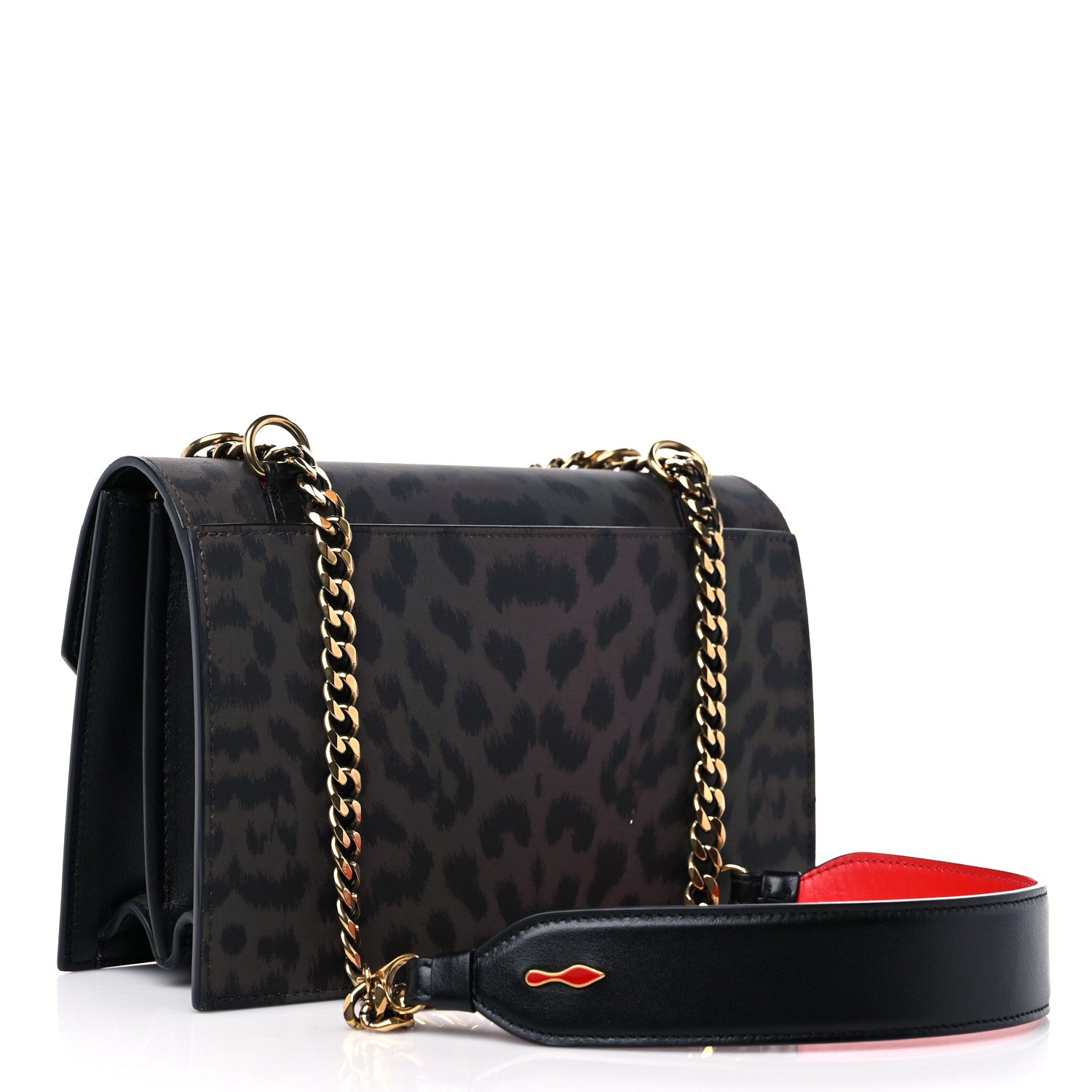 Christian Louboutin Nylon Reflex Calfskin Leopard Elisa Baguette Multicolor Black 3 of 12