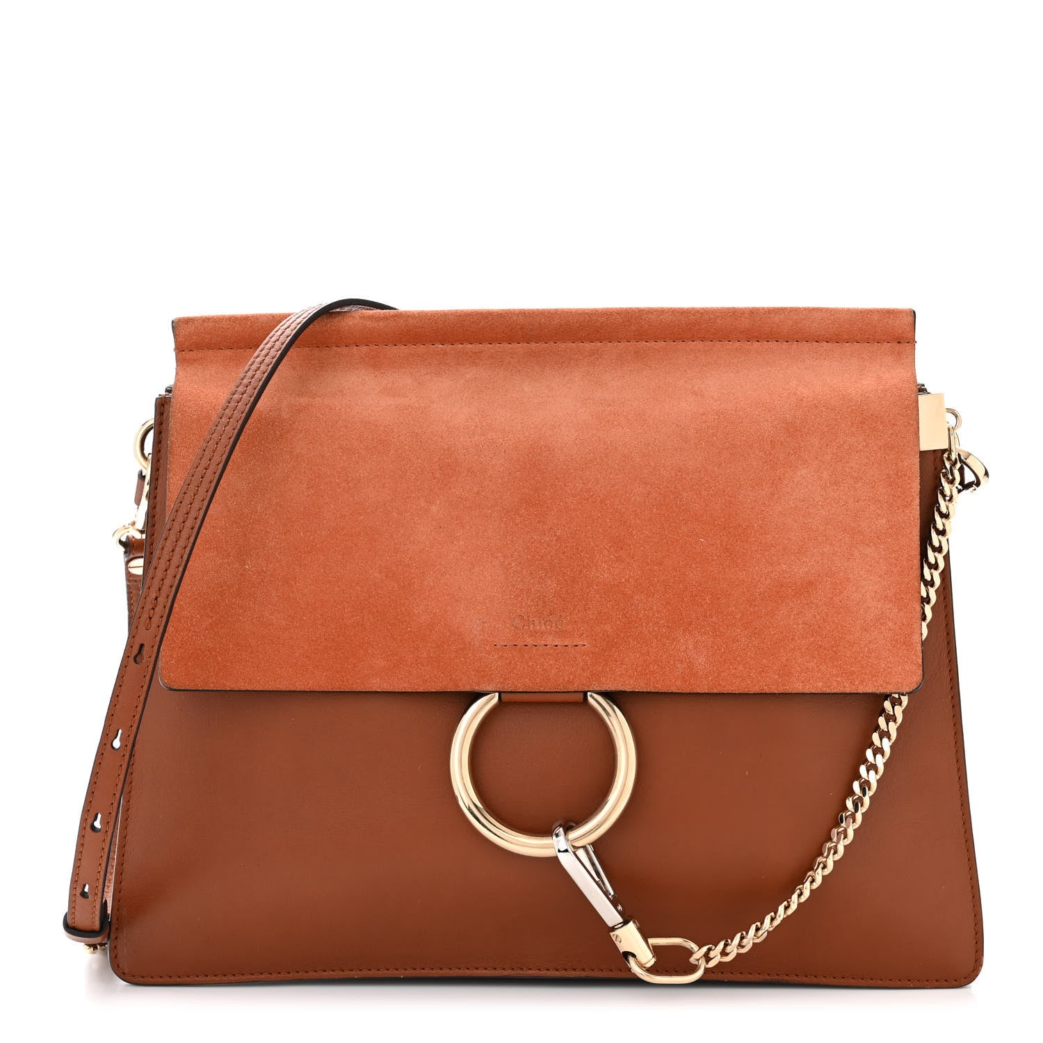 Chloe Suede Calfskin Medium Faye Shoulder Bag Tobacco 1 of 10