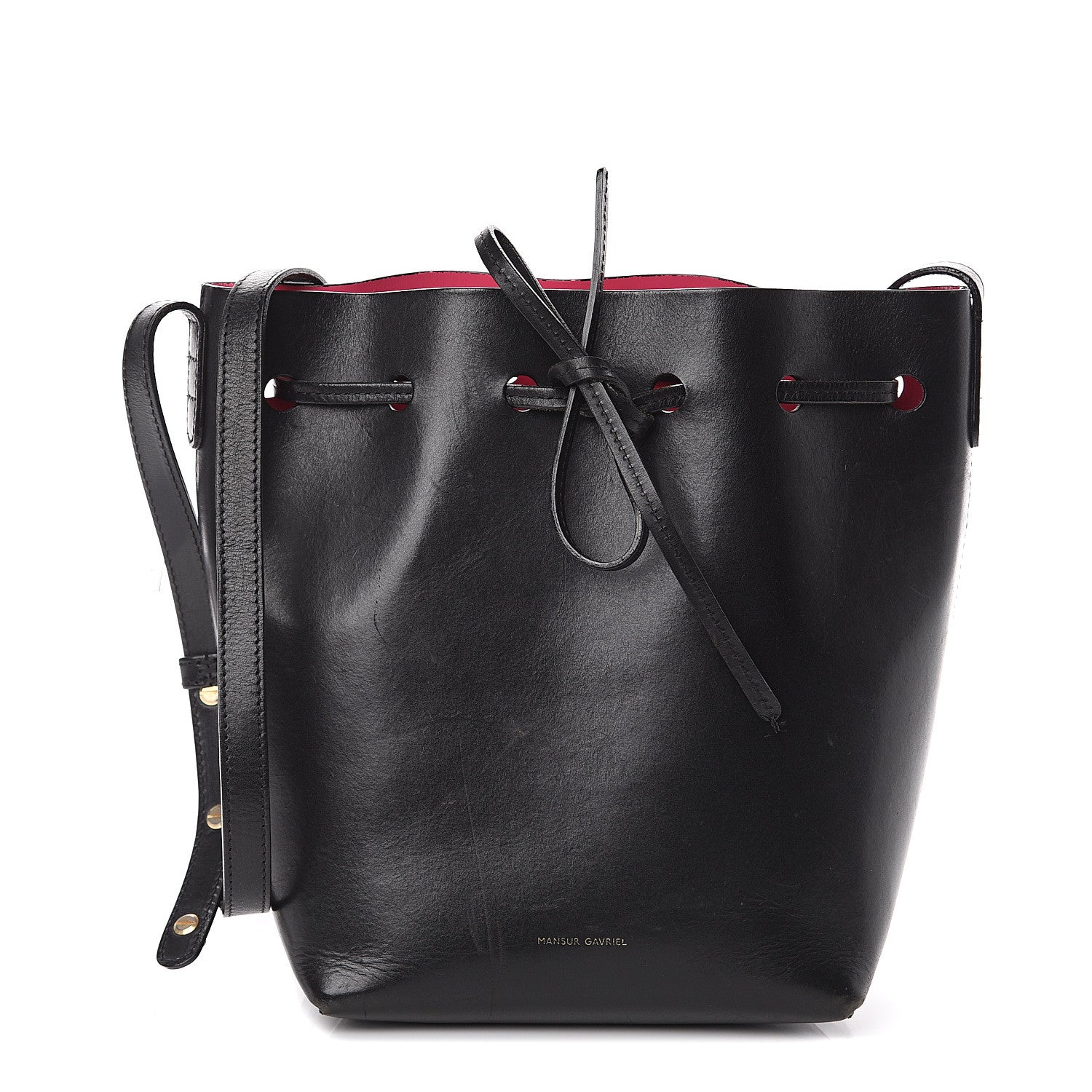 Mansur Gavriel Vegetable Tanned Calfskin Mini Bucket Bag Black 1 of 8