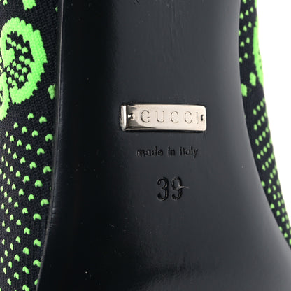 Gucci Technical Jersey Knit GG Monogram Square G 75mm Ankle Boots 39 Black Neon Green 6 of 8