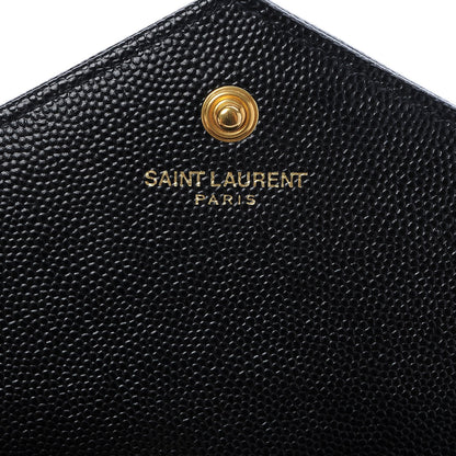 Saint Laurent Grain De Poudre Matelasse Chevron Monogram Chain Wallet Black 6 of 8