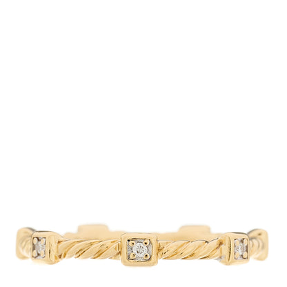 David Yurman 18K Yellow Gold Diamond Cable Collectibles Stack Ring 56 7.5 1 of 4