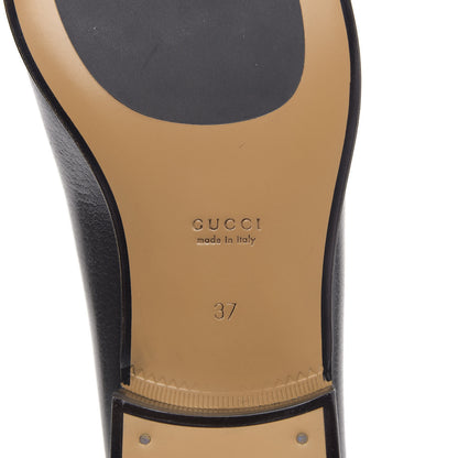 Gucci Goatskin Womens Horsebit Mid-Heel Loafers 37 Black 7 of 9