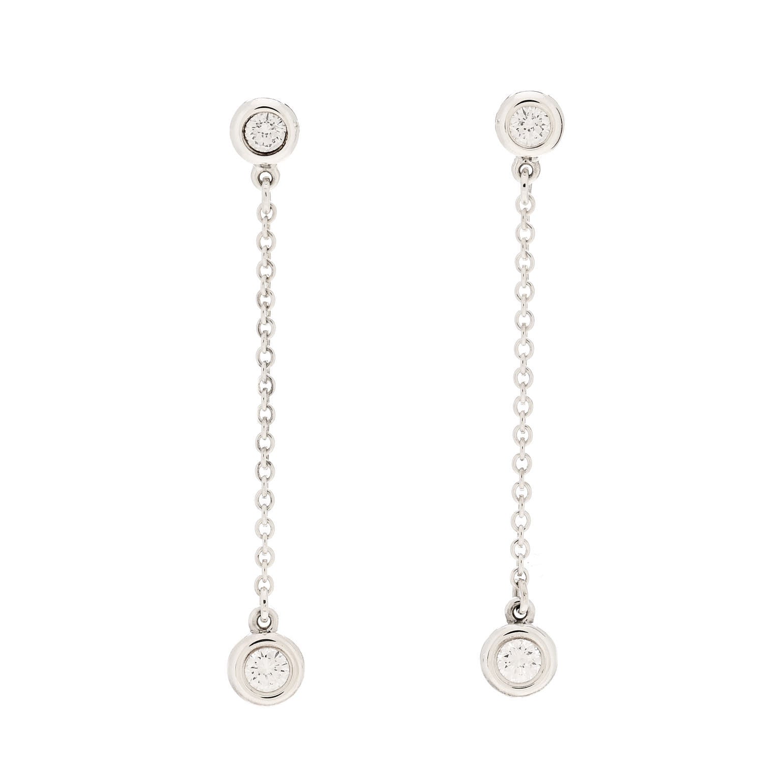 Tiffany Sterling Silver Diamond .24ct Elsa Peretti Diamonds by the Yard Drop Earrings 1 of 7