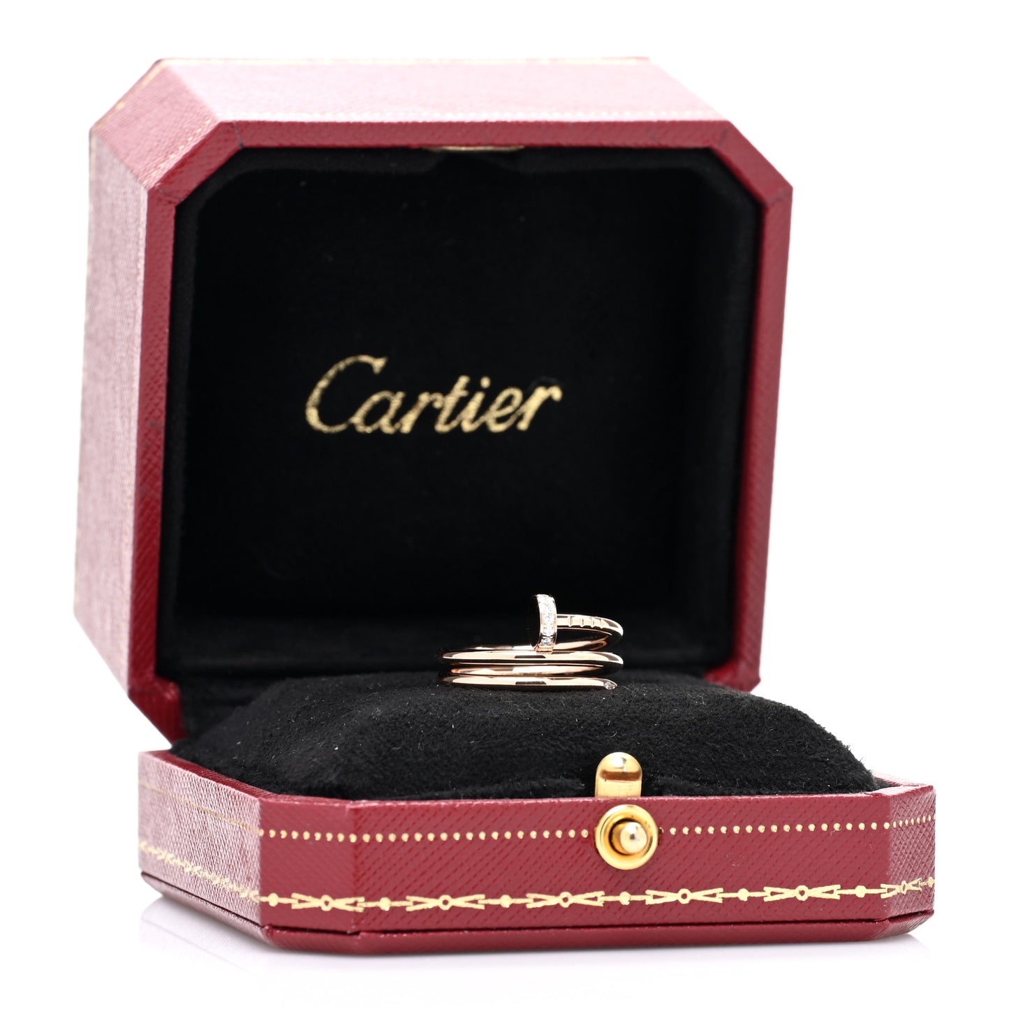 18K Pink Gold Diamond Double Juste Un Clou Ring 52 6