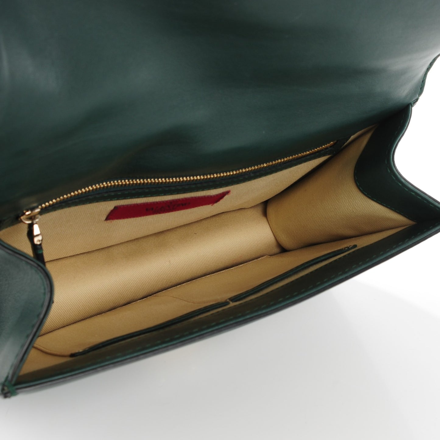 Vitello Medium Glam Lock Rockstud Flap Forest Green