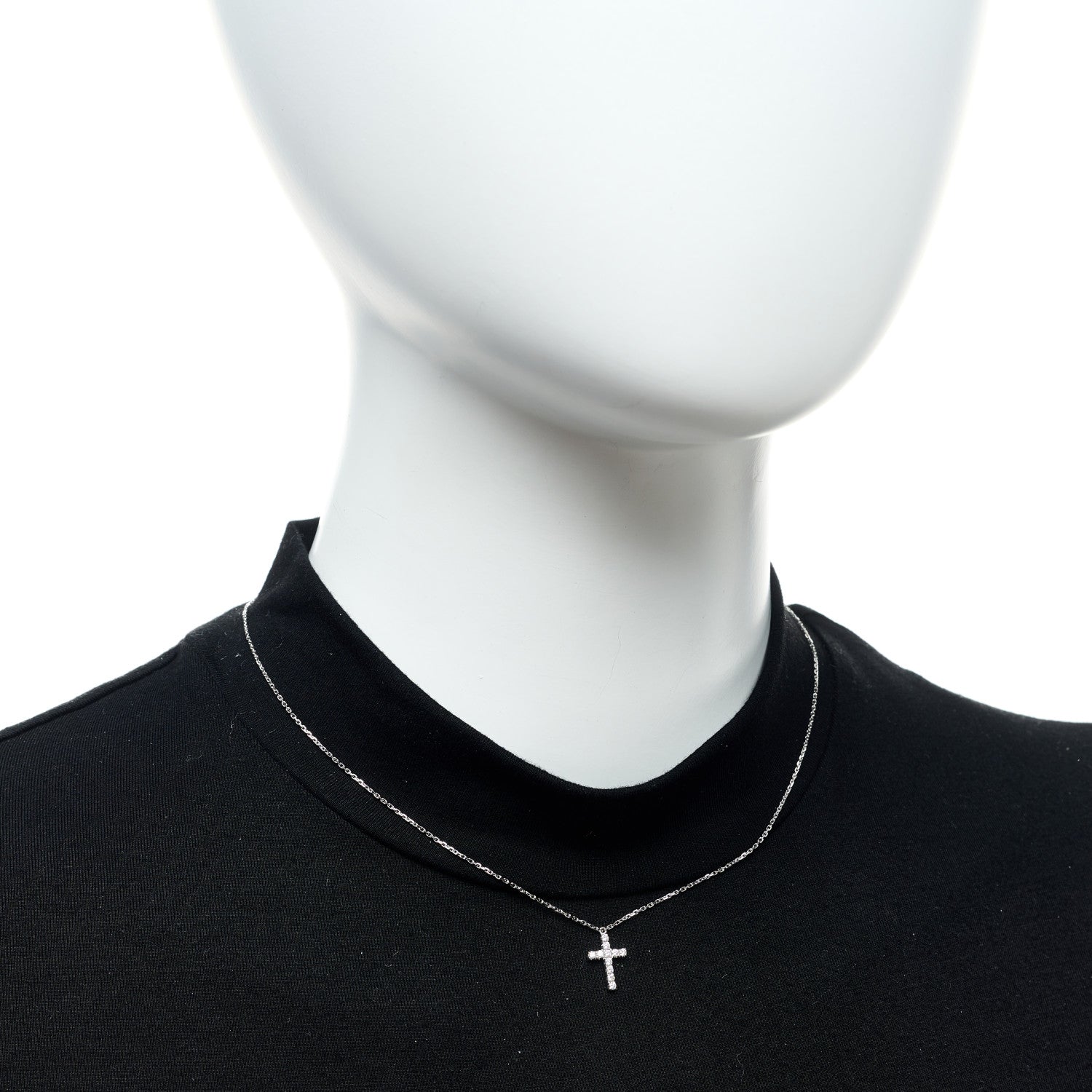 Cartier 18K White Gold Diamond Symbols Cross Pendant Necklace 2 of 6