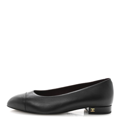 Chanel Lambskin Cap Toe Ballerina Flats 38.5 Black 1 of 10