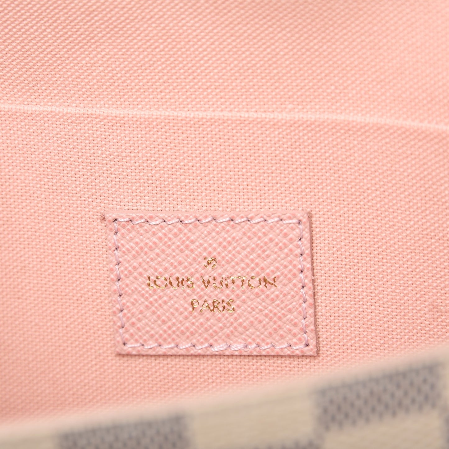 Damier Azur Pochette Felicie Chain Wallet Rose Ballerine