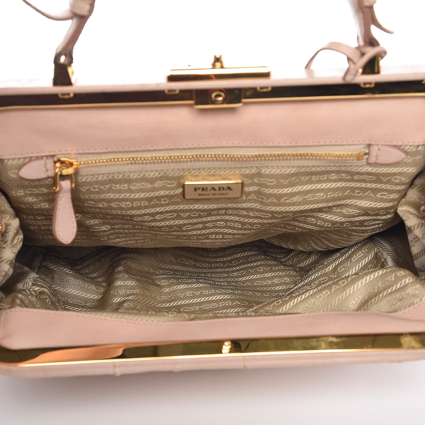 Nappa Dressy Gaufre Framed Tote Cipria