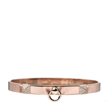 Hermes 18K Rose Gold Diamond PM Collier De Chien Bracelet LG 1 of 3
