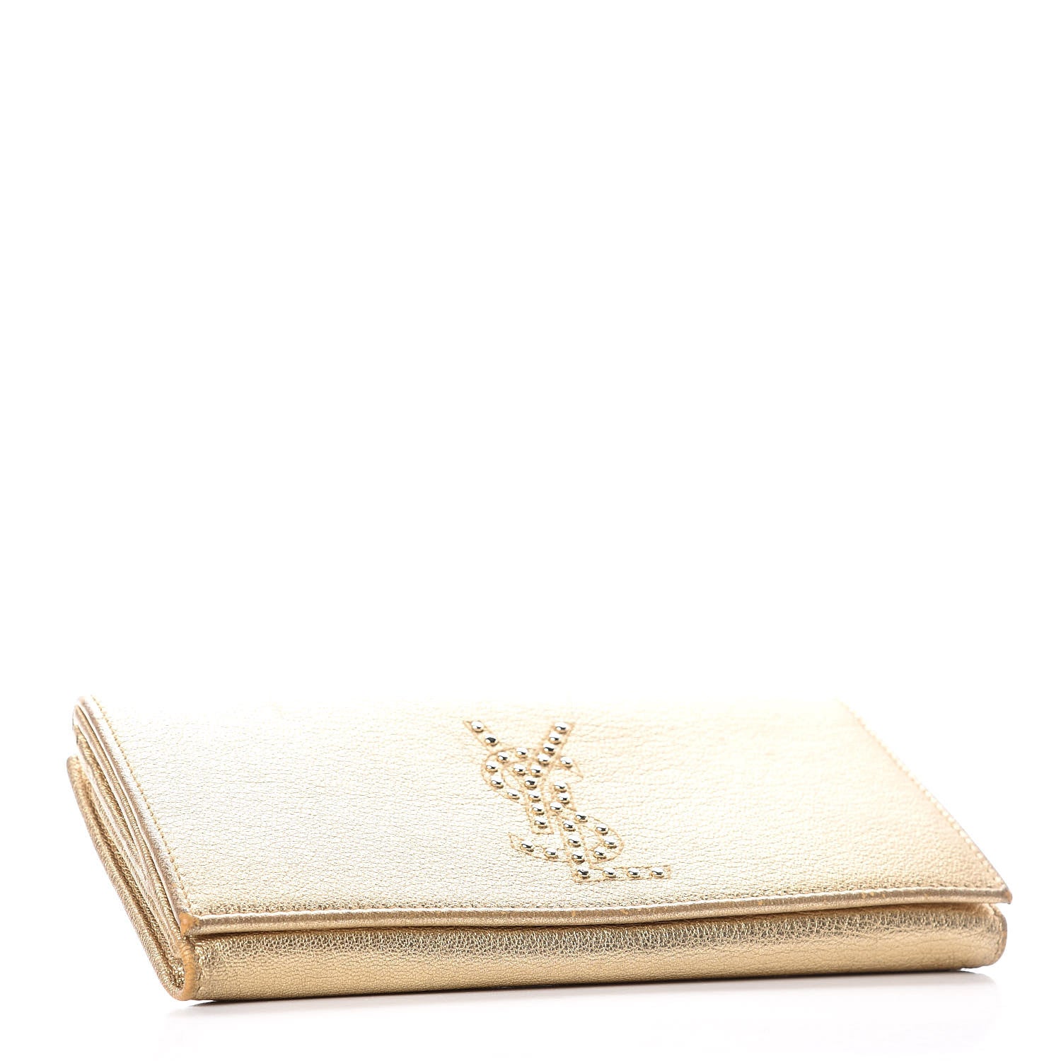 Saint Laurent Goatskin Studded Belle de Jour Long Wallet Gold 4 of 12