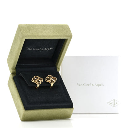 Van Cleef & Arpels 18K Yellow Gold Guilloche Vintage Alhambra Earrings 5 of 5