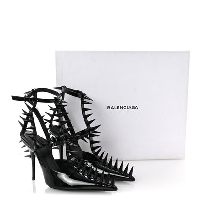 Balenciaga Glossy Calfskin Spiked Pumps 36 Black 10 of 10