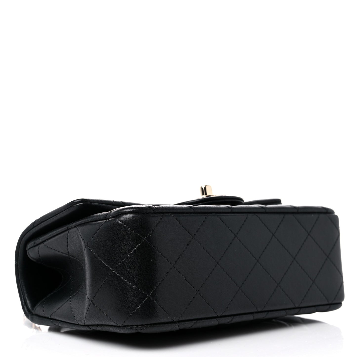 Lambskin Quilted Mini Top Handle Rectangular Flap Black