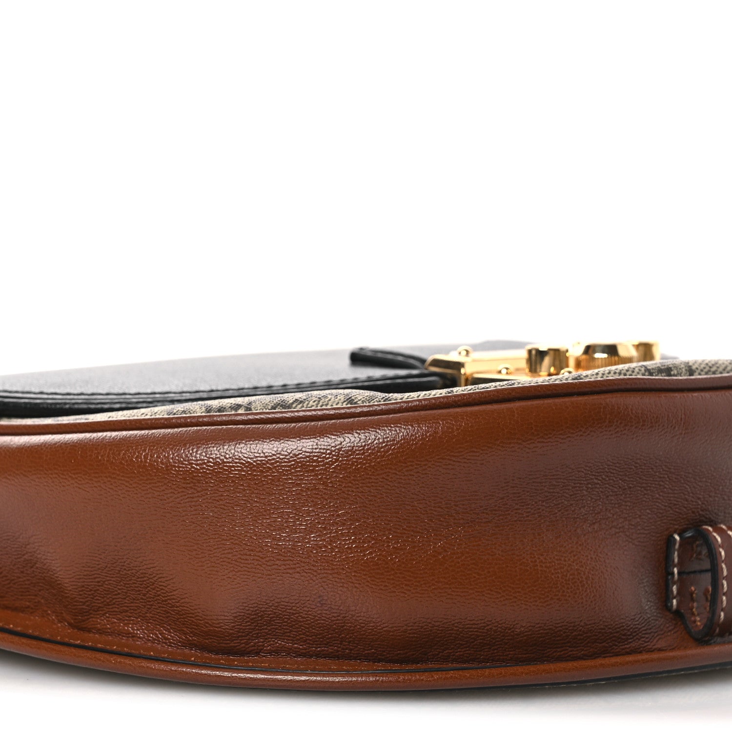 Gucci GG Supreme Monogram Calfskin Small Padlock Messenger Shoulder Bag Beige Black Cuir 9 of 10