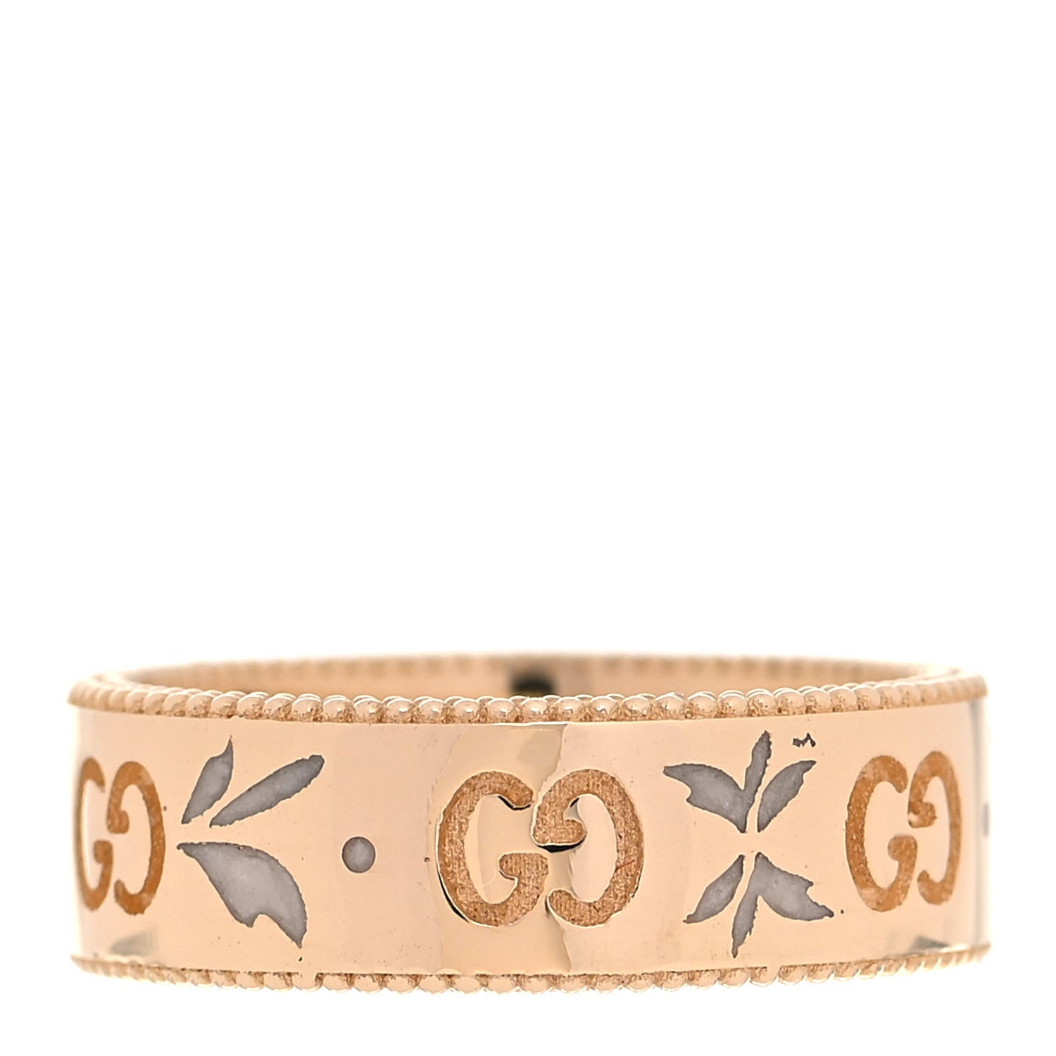 Gucci 18K Yellow Gold Enamel 6mm Icon Blooms Ring 52 6 1 of 6