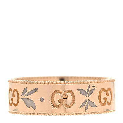Gucci 18K Yellow Gold Enamel 6mm Icon Blooms Ring 52 6 1 of 6