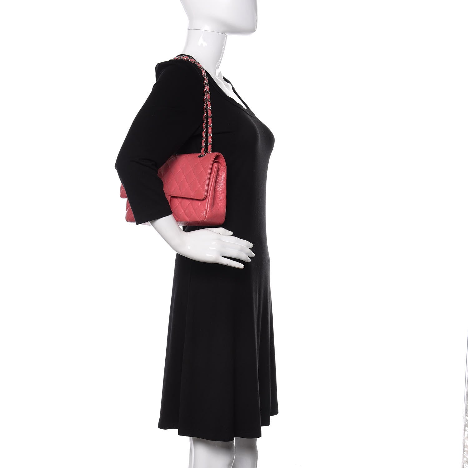 Chanel Caviar Quilted Medium Double Flap Dark Pink 2 of 14