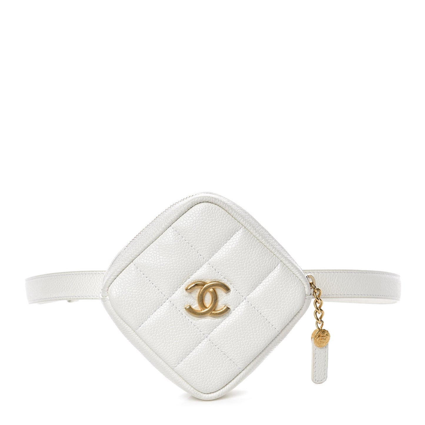 Caviar Quilted Coin Purse Belt Bag White