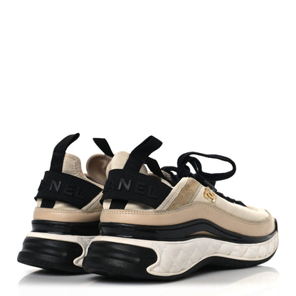 Chanel Velvet Calfskin Mixed Fibers CC Sneakers 37 Beige 5 of 10