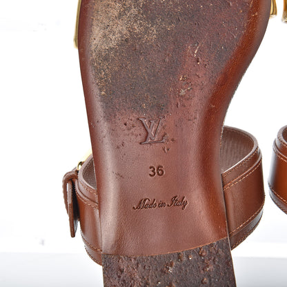 Louis Vuitton Calfskin Monogram Golden Bloom Flat Sandals 36 Gold 6 of 10