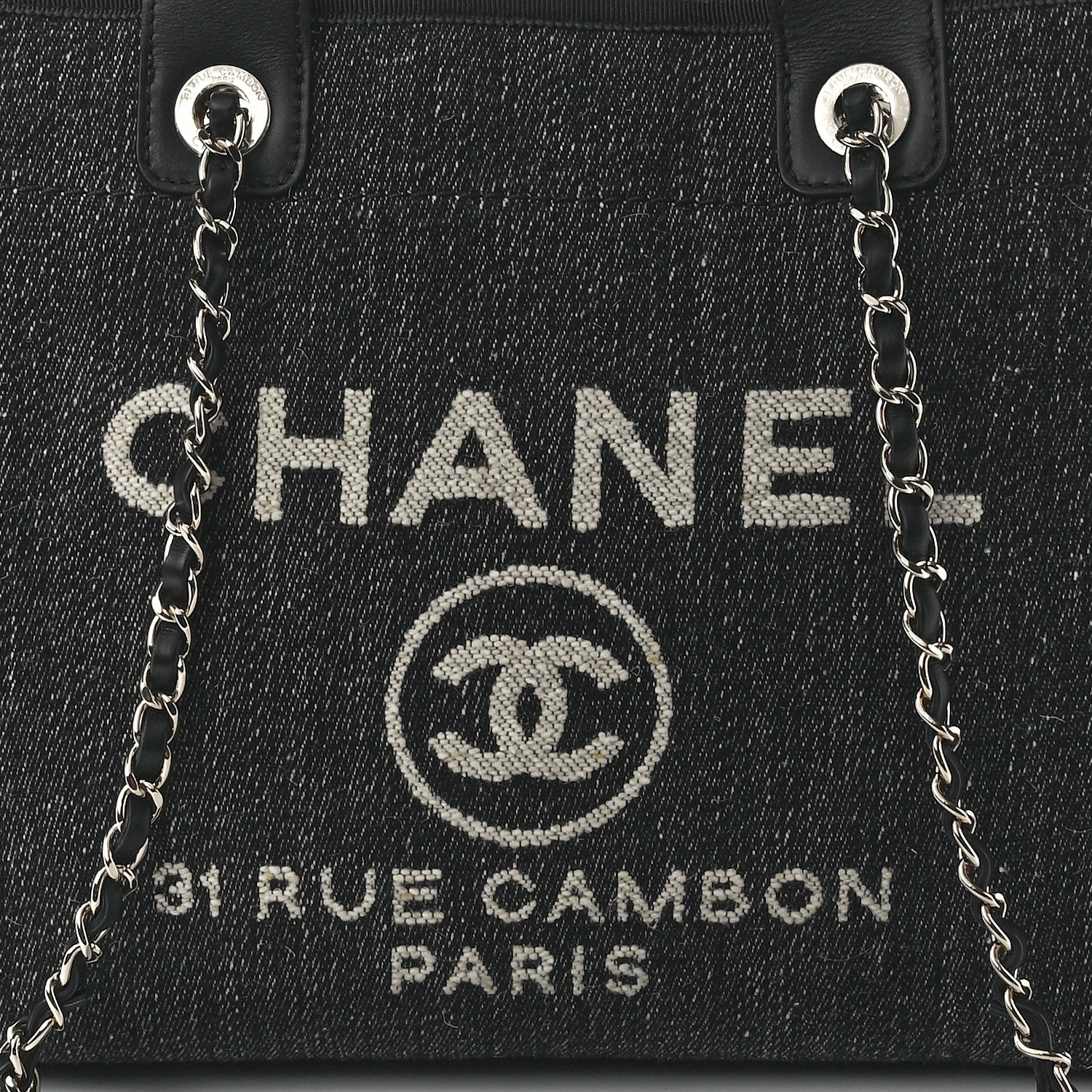 Chanel Denim Small Deauville Tote Dark Blue White 10 of 13
