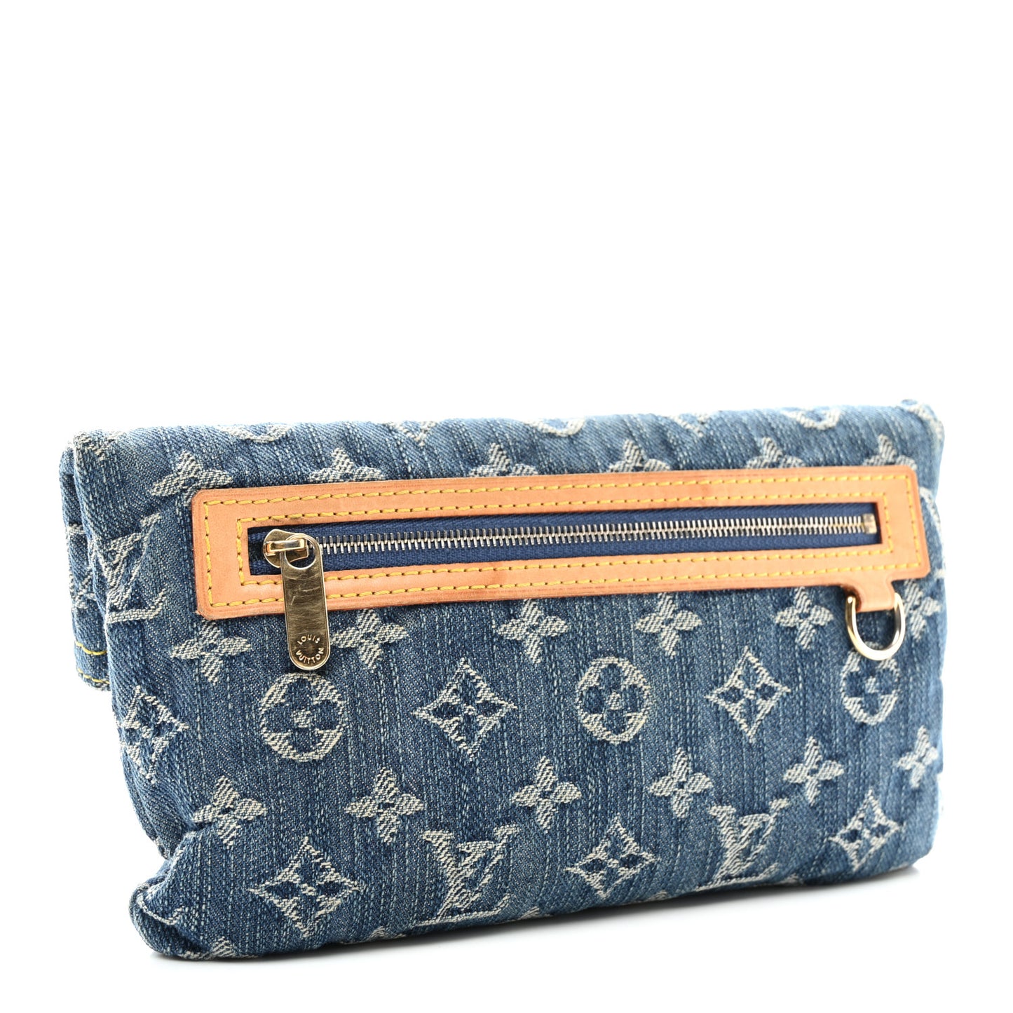Monogram Denim Pochette Plat Clutch Blue
